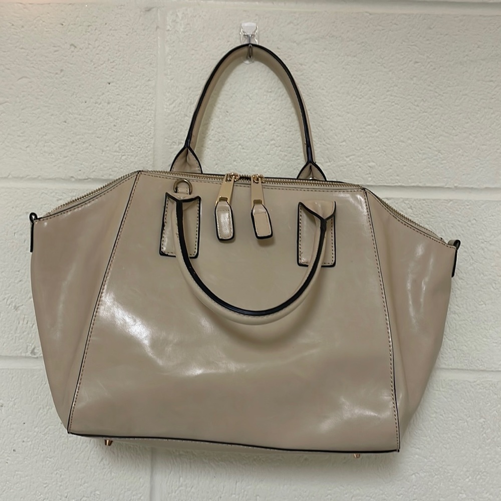 Urban Expressions Cream Vegan Leather Tote Bag